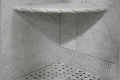 Floor, White Carrara,nero Octogon, Walls, Carrara 5 8 ,12 12 and matching shower seat