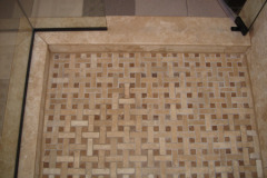 Maya Mosaic shower floor, Durango stone curb Maryland